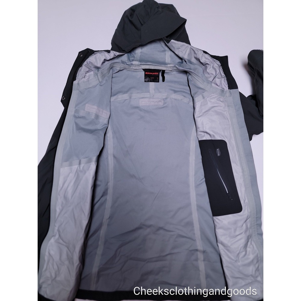 Mammut DryTech Premium Hooded Gray Waterproof Jacket Hooded Women's XL - Picture 9 of 12